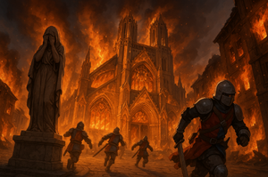 The Grand Sanctum of Alessa on fire during the War of the Empires